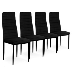 Set de 4 scaune elegante din catifea neagră