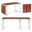 Masă de catering pliabilă 180 x 60 cm cu imitație de lemn în 3 părți Masă de catering pliabilă 180 x 60 cm cu imitație de lemn în 3 părți