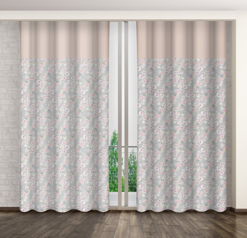 Kiváló minőségű, virágmintás függöny kapcsokkal - FÜGGÖNY MÉRETE: Szélesség: 140 cm | Hossza: 250 cm