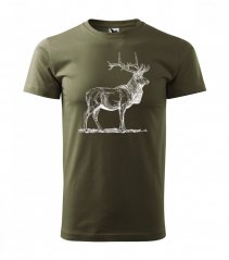 Pánské lovecké bavlněné tričko s krátkým rukávem s potiskem