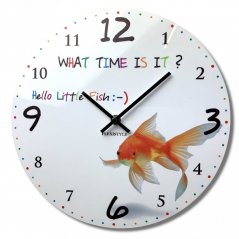 Качествен детски стенен часовник със златна рибка 30 см