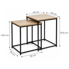 Set de 2 măsuțe de cafea – stejar și metal negru