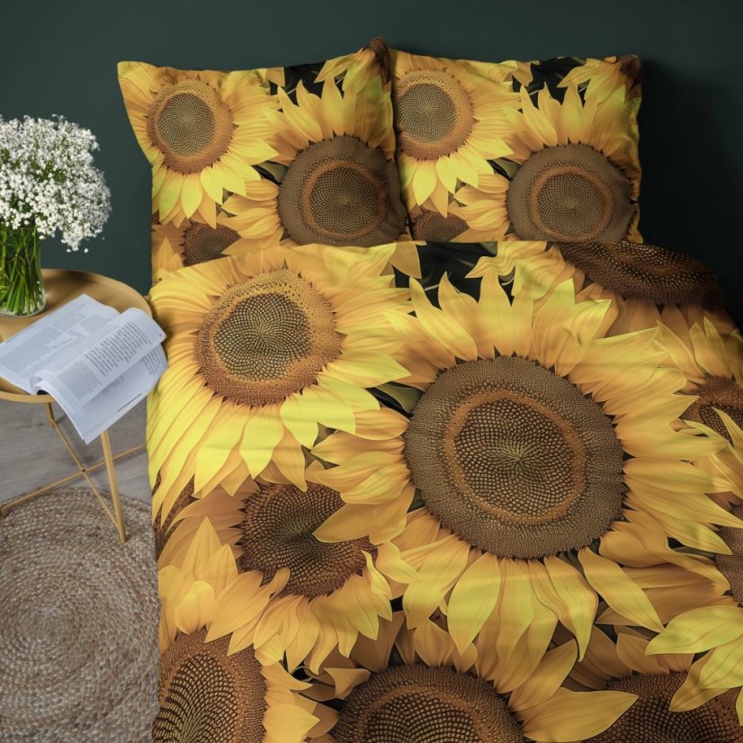 Posteljina od mikrovlakana koja se ne gužva s motivima suncokreta