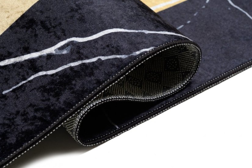 Covor de designer întunecat cu model de marmură detaliu de aur