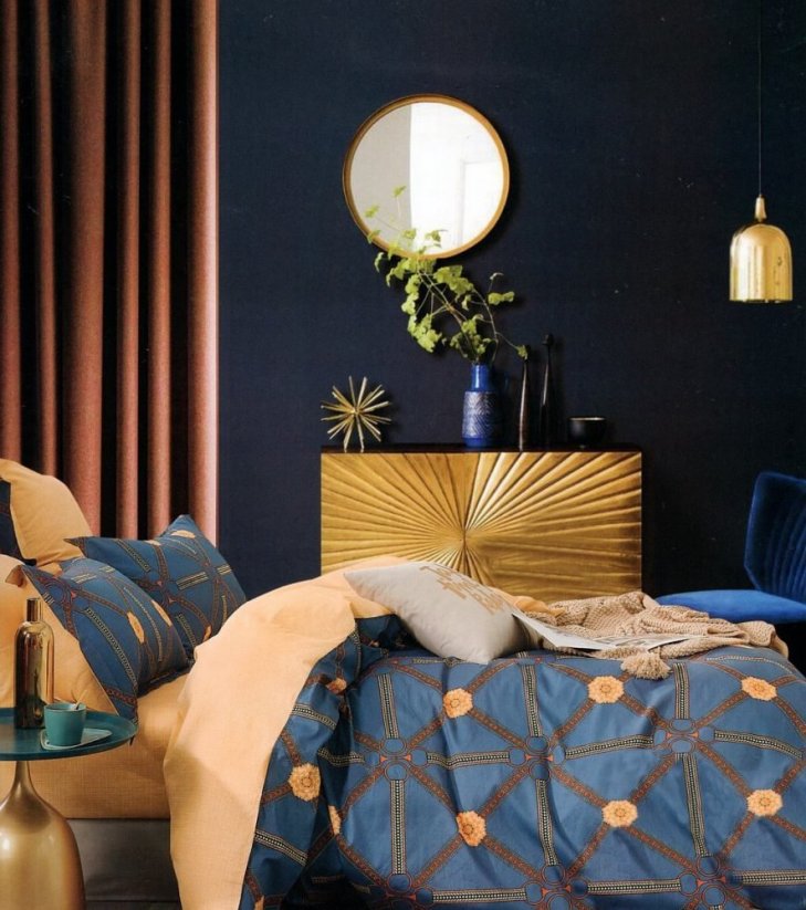 Modré vzorované posteľné obliečky z bavlny najvyššej kvality