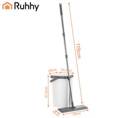 Plochý mop s dvojkomorovým vedrom s odstreďovaním 11 l + 3 návleky