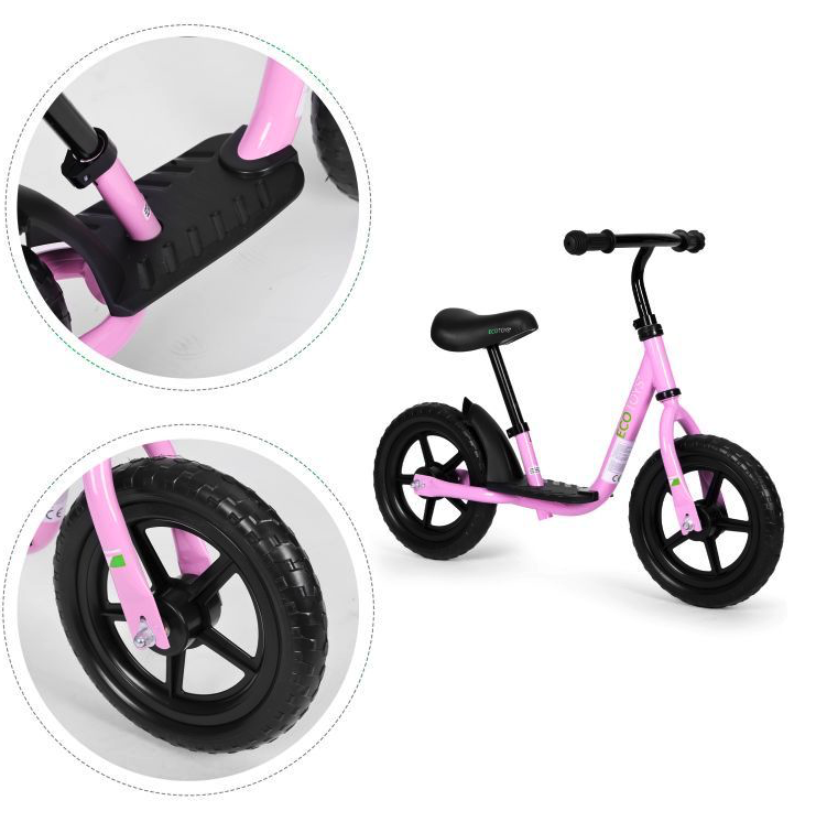 Detský balančný bicykel s platformou - ružový
