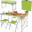 Set de camping pliabil verde - masă + 4 scaune
