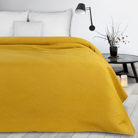 Sárga modern ágytakaró geometrikus mintával - Méret: Szélesség: 170 cm | Hossz: 210 cm