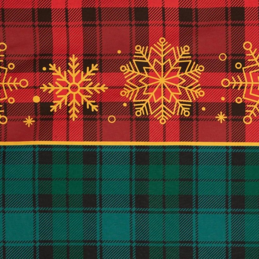 Vianočná bavlnená posteľná bielizeň s kockovaným vzorom a snehovými vločkami