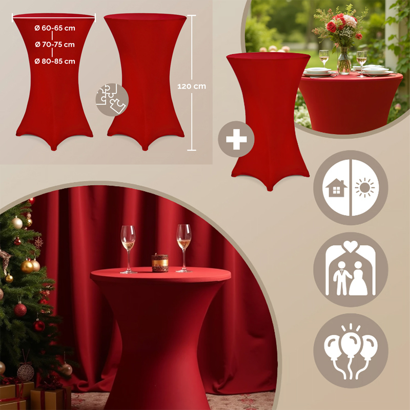 Elastische Tischdecke für Stehtisch - burgunderrot