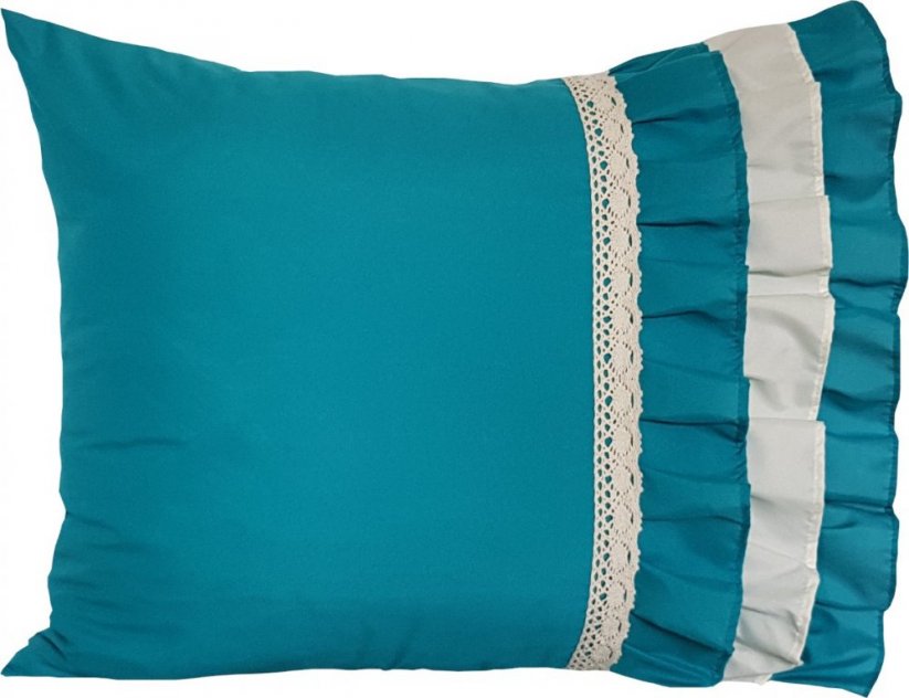 Dekoratív párnahuzat türkizkék csipkével 50 x 60 cm - Rozmer obliečky: Szélesség: 50 cm | Hosszúság: 60 cm