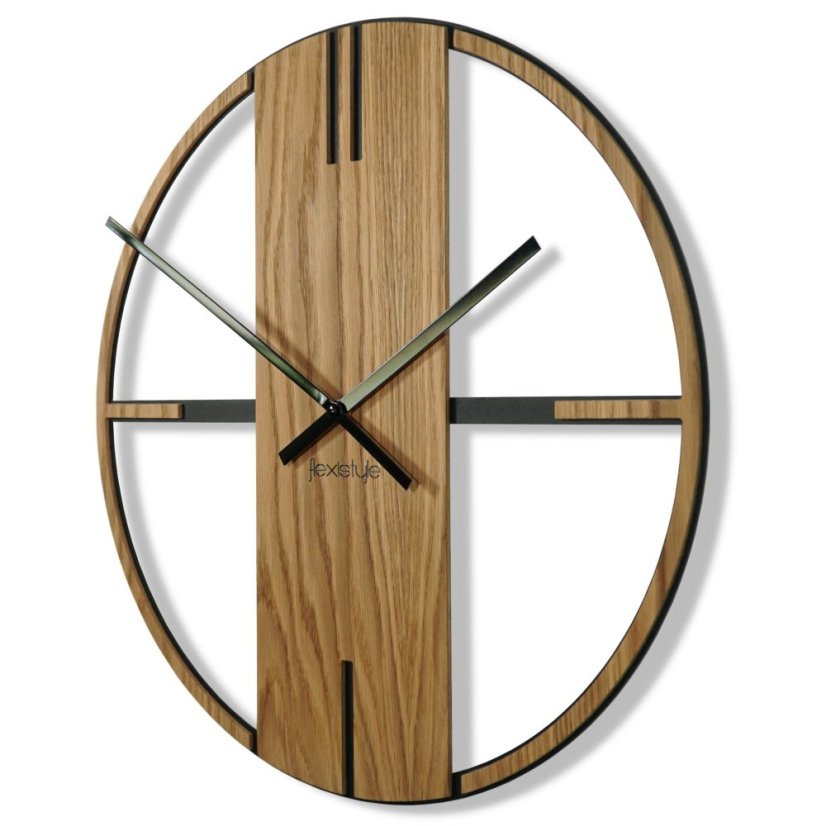 Drevené nástenné hodiny 50 cm Unique - dub