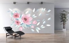 Adesivo murale per interni bouquet di fiori rosa