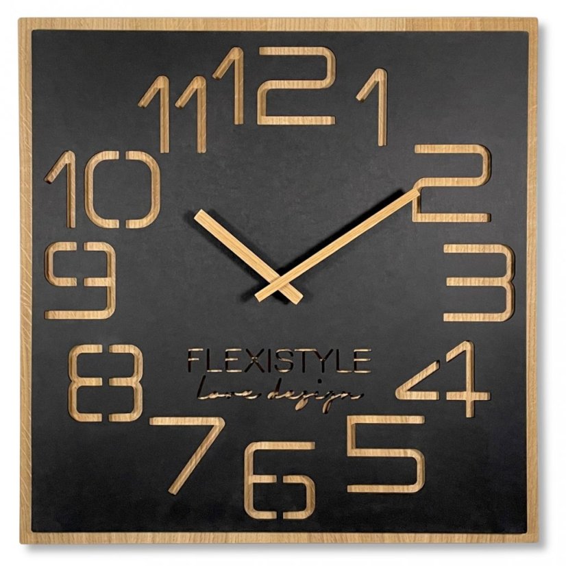 Design-Wanduhr in einer luxuriösen Kombination aus Holz und schwarzer Farbe 60 cm