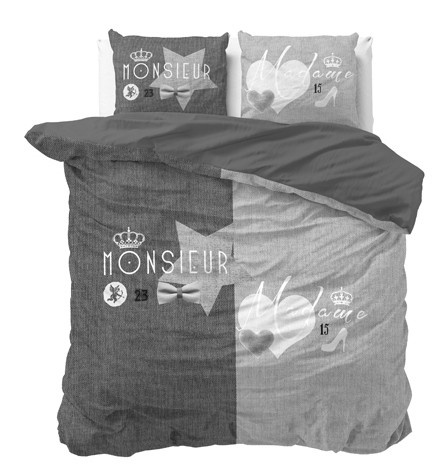 Lenjerie de pat din bumbac culoarea gri pentru pat dublu 200 x 200 cm