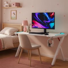 Gamingový stôl s RGB LED podsvietením biely