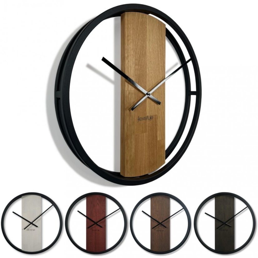 Braune Wanduhr aus Holz mit Durchmesser 50cm