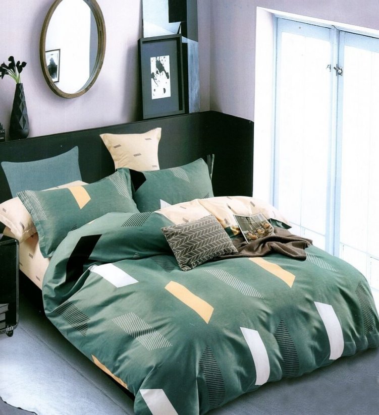 Zelené vzorované posteľné obliečky z bavlny