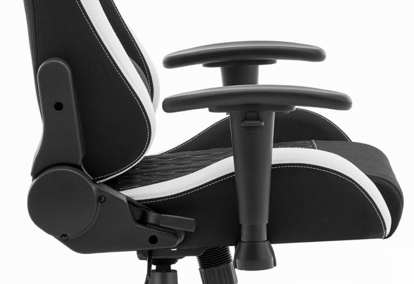CABRO C508 gejmerska stolica s naslonom podesivim za 180° i 2D naslonima za ruke, do 150 kg, crno-bijela