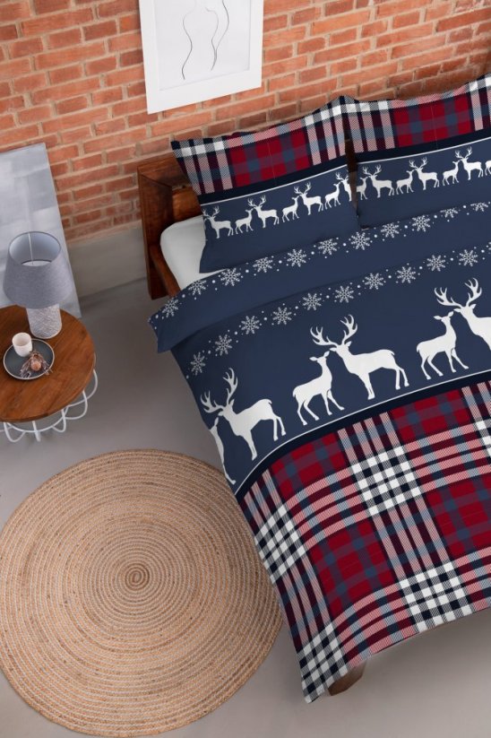 Modern karácsonyi ágynemű kék rénszarvassal
