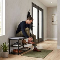 Botník s čalouněným sedákem 80 cm