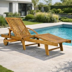 Kerti nyugágy kerekekkel és kihúzható asztallal 195,5 x 69 x 85 cm