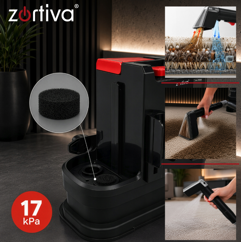 Extrakciós kárpittisztító – kárpittisztító gép kanapékhoz, szőnyegekhez és autóülésekhez VacTrim Zortiva 800 W, 17 000 Pa