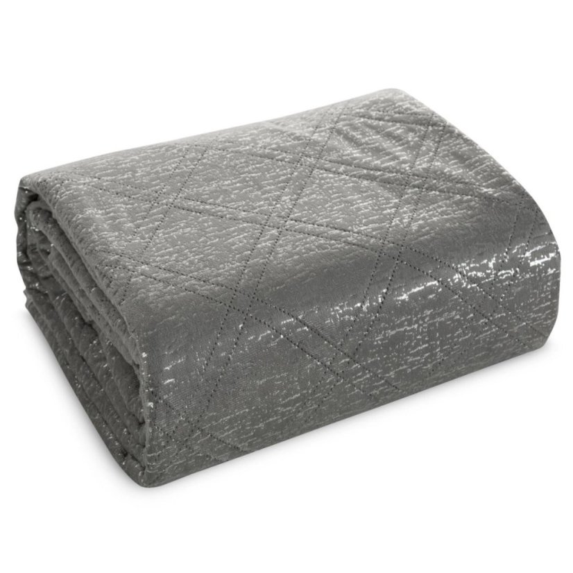 Luxuriöse Velours-Bettdecke mit Silberdruck - grau