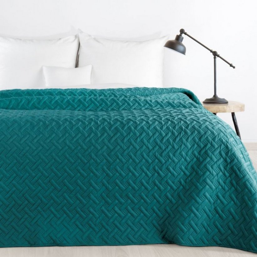 Cuvertură de pat monocromă în culoarea turcoaz