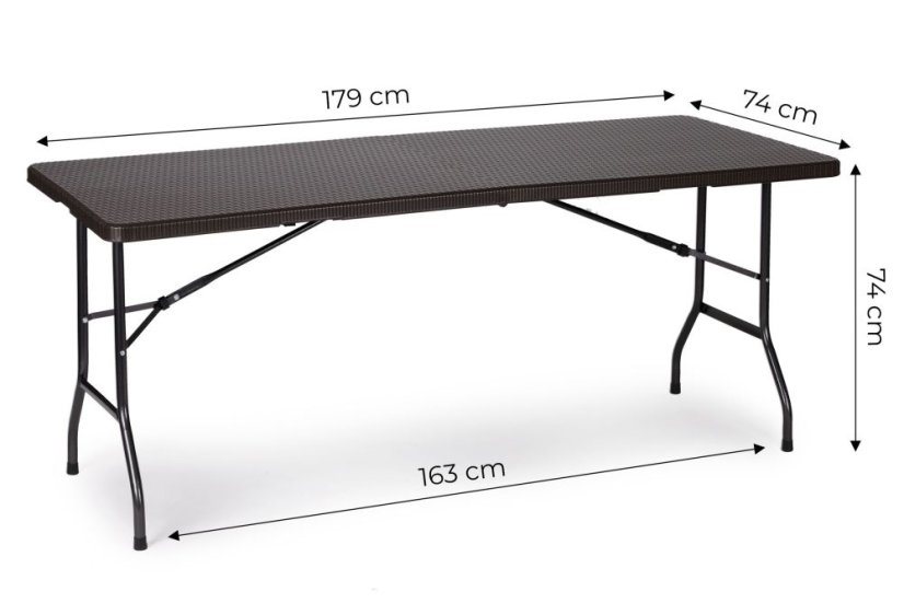 Skladací záhradný banketový cateringový stôl 180 cm - ratan