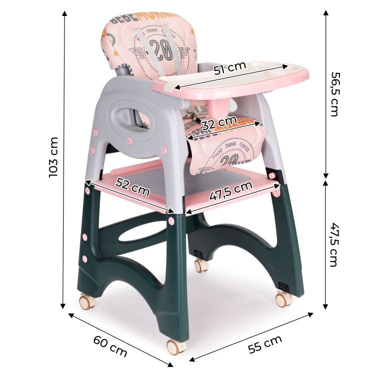 Esszimmerstuhl 2in1 + Tisch und Stuhl für Kinder