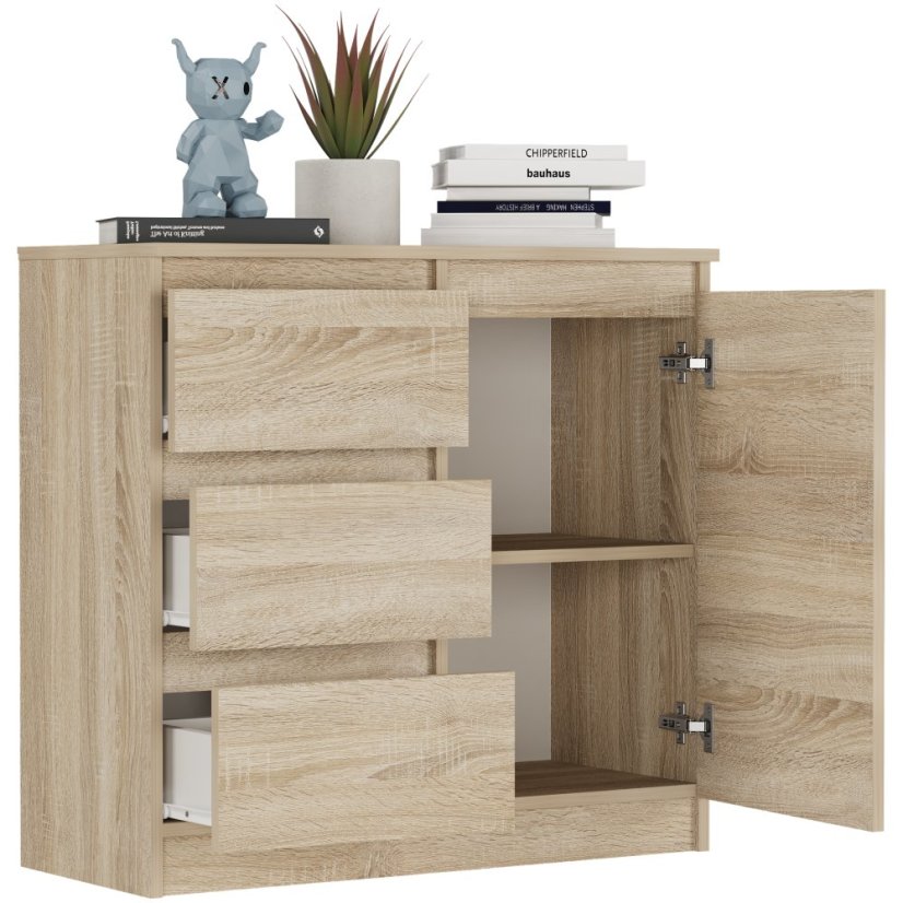 Komoda R-80-S3 se zásuvkami 80 cm - různé barevné varianty - Barva produktu: antracit mix bílá