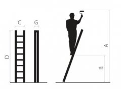 Hliníkový jednodielny oporný rebrík, 17 priečok a nosnosť 150 kg