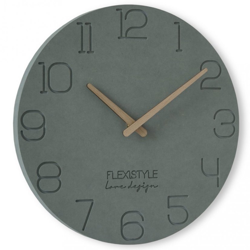 Stylové kulaté šedé hodiny na zeď 30cm