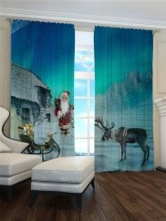 Weihnachtsvorhang von Santa und Rudolf