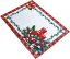 Tovaglia natalizia bianca con bordo a quadretti rossi e verdi e candele