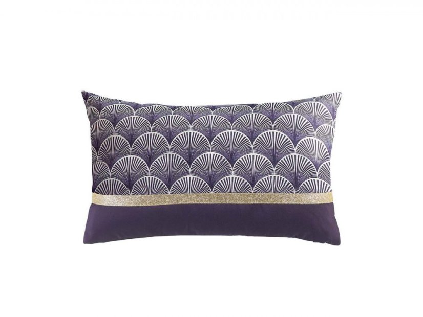 Luxusný fialový dekoračný vankúš so zlatým lemovaním 30 x 50 cm 