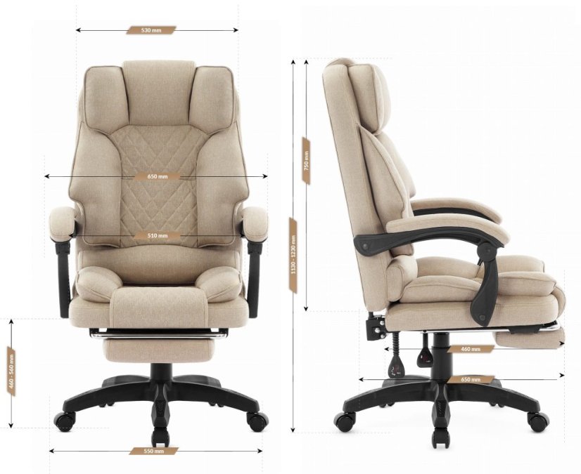 Ergonomikus irodai szék HC-1031 lábtartóval - bézs színű