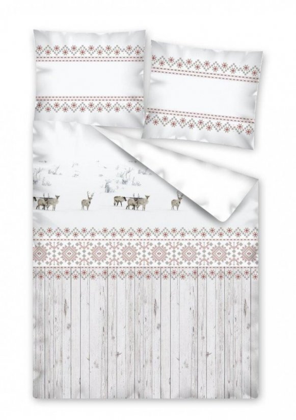 Sivé posteľné obliečky s vianočným motívom
