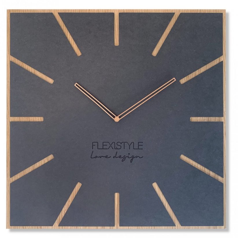 Elegantna kvadratna ura v antracitni barvi v kombinaciji z naravno barvo