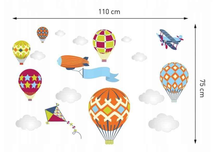 Nálepky na zeď Letadlo, balón pro příštího letce XXL 110x75