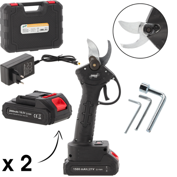 Schnurlose Baumschere 25 mm - zwei Akkus, Ladegerät, Transportkoffer