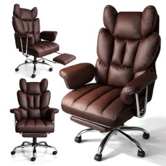 Luxus irodai szék RELAX PRO lábtartóval - barna műbőr