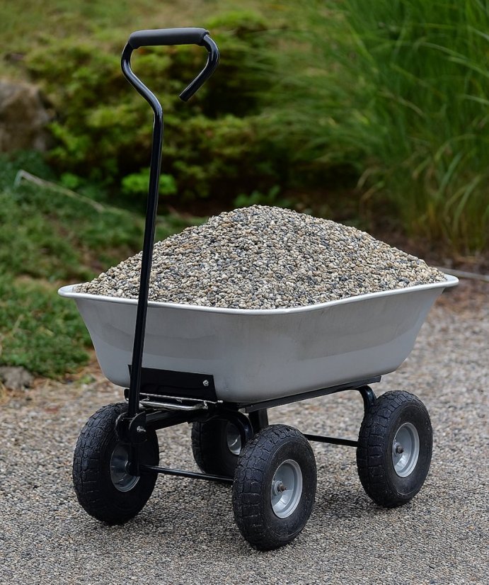 Cărucior de grădină 3 în 1 cu basculantă, capacitate de încărcare până la 250 kg, oțel galvanizat