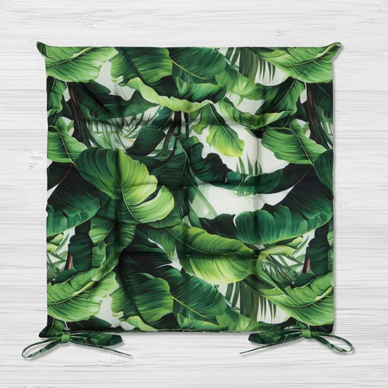 Wasserdichte Stuhlunterlage für Terrasse oder Balkon 40 x 40 cm mit Monstera-Blättern