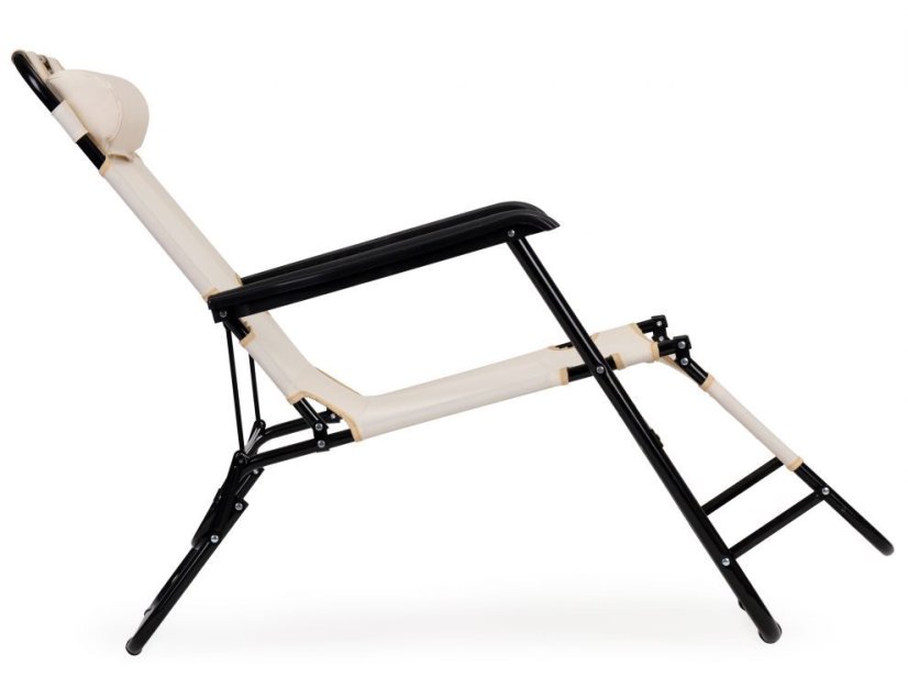 Lettino da giardino con poggiatesta beige