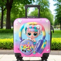Troller 3D copii LOL Rainbow 45 cm pe roți cu cifru