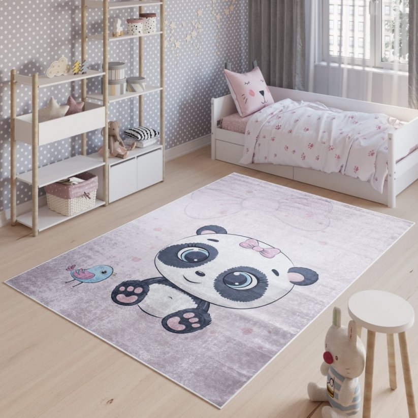 Детски килим с очарователен мотив на панда - Размерът на килима: Ширина: 120 см | Дължина: 170 см