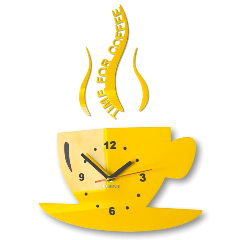 Ceas de perete "Este timpul pentru cafea" - Culoare: Galbena